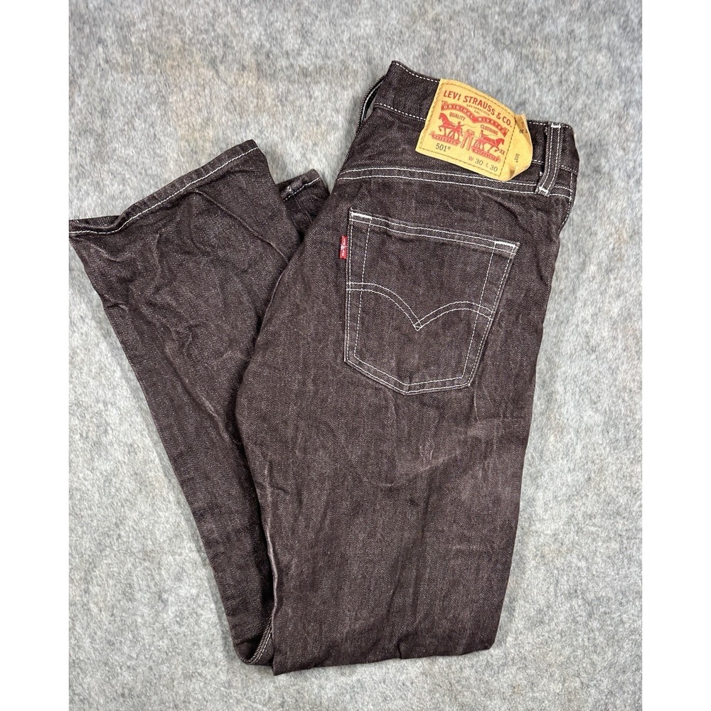 Levi's 501 Original Fit Jeans Mens 30x30 Brown Button Fly Straight Leg Denim
